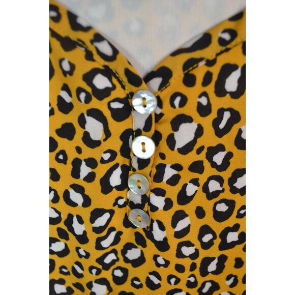 Willow Root Women's Small Yellow Leopard Print Spaghetti Strap Dress - Picture 15 of 16